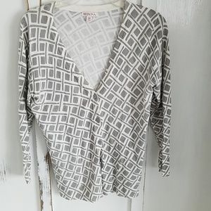 Gray and white patterned cardigan